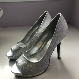 Rampage Gracee silver sparkle heels
